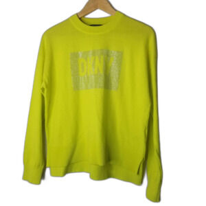 Neon Yellow DKNY Women Sweater Fog Limonata Silver - Sz S